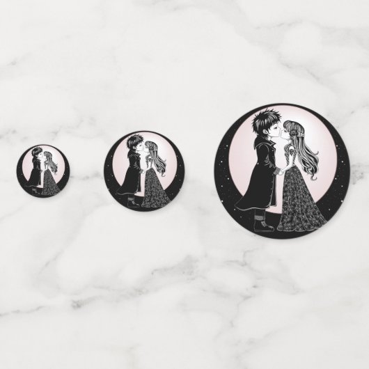 かわいいゴシックEmoキッズキスバレンタインデー コンフェッティ (裏面)