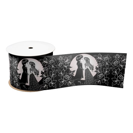 かわいいゴシックEmoキッズキスバレンタインデー サテンリボン (リール)