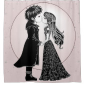 かわいいゴシックEmoキッズキスバレンタインデー シャワーカーテン (正面)