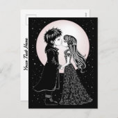 かわいいゴシックEmoキッズキスバレンタインデー シーズンポストカード (正面/裏面)