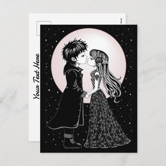 かわいいゴシックEmoキッズキスバレンタインデー シーズンポストカード (正面/裏面)