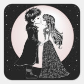 かわいいゴシックEmoキッズキスバレンタインデー スクエアシール (正面)