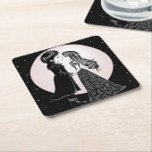 かわいいゴシックEmoキッズキスバレンタインデー スクエアペーパーコースター (アングル)