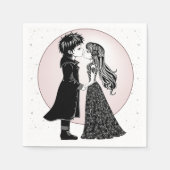 かわいいゴシックEmoキッズキスバレンタインデー スタンダードカクテルナプキン (正面)