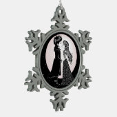 かわいいゴシックEmoキッズキスバレンタインデー スノーフレークピューターオーナメント (左)