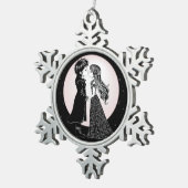 かわいいゴシックEmoキッズキスバレンタインデー スノーフレークピューターオーナメント (右)