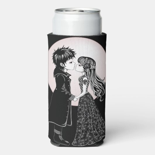 かわいいゴシックEmoキッズキスバレンタインデー スリム缶クーラー (Seltzer裏面)