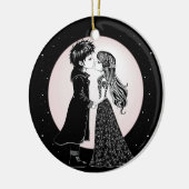 かわいいゴシックEmoキッズキスバレンタインデー セラミックオーナメント (左)