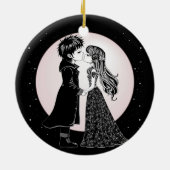 かわいいゴシックEmoキッズキスバレンタインデー セラミックオーナメント (裏面)