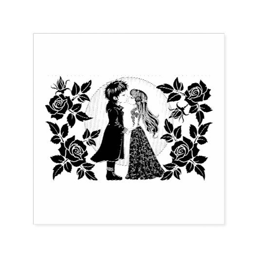 かわいいゴシックEmoキッズキスバレンタインデー セルフインキングスタンプ (デザイン)