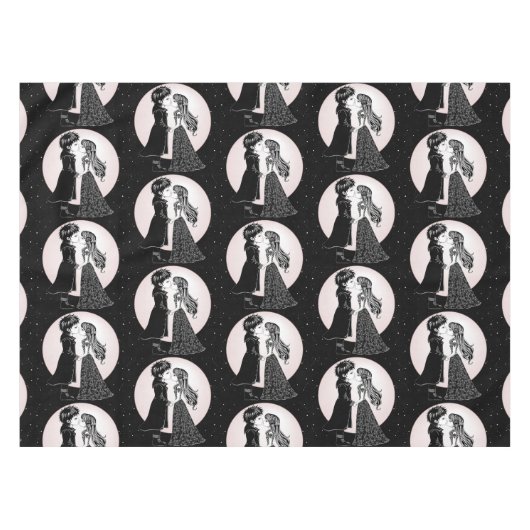 かわいいゴシックEmoキッズキスバレンタインデー テーブルクロス (正面(横))