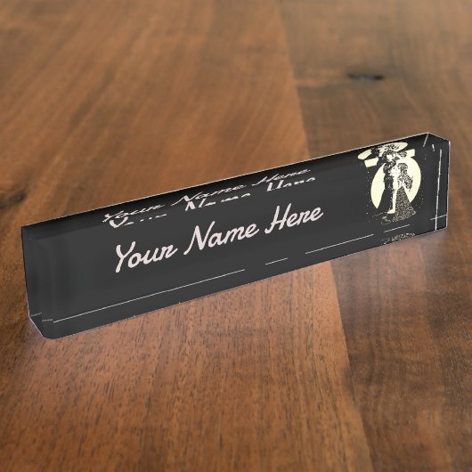 かわいいゴシックEmoキッズキスバレンタインデー デスクネームプレート (側面)