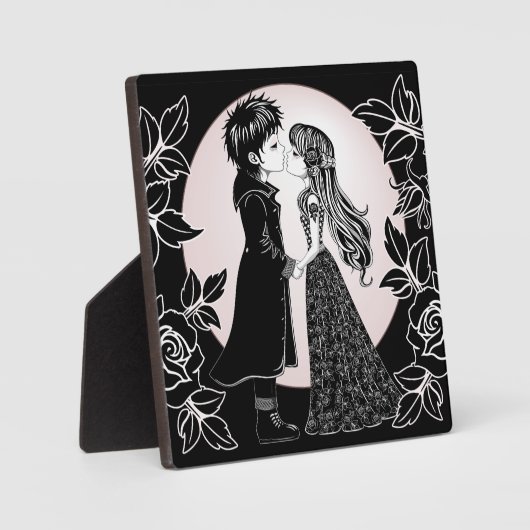 かわいいゴシックEmoキッズキスバレンタインデー フォトプラーク (正面)