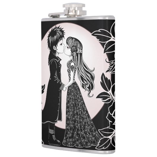 かわいいゴシックEmoキッズキスバレンタインデー フラスク (左)