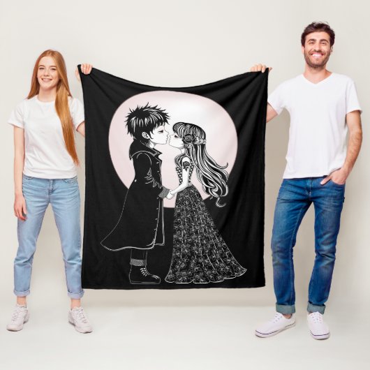 かわいいゴシックEmoキッズキスバレンタインデー フリースブランケット (インサイチュ)