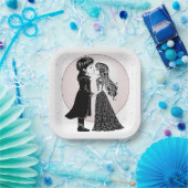 かわいいゴシックEmoキッズキスバレンタインデー ペーパープレート (パーティー)