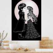 かわいいゴシックEmoキッズキスバレンタインデー ポスター (キッチン)