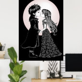 かわいいゴシックEmoキッズキスバレンタインデー ポスター (ホームオフィス)