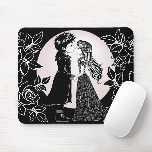 かわいいゴシックEmoキッズキスバレンタインデー マウスパッド (マウス)