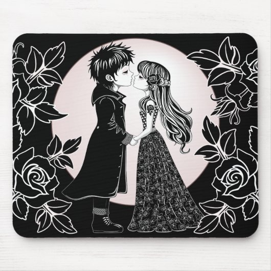 かわいいゴシックEmoキッズキスバレンタインデー マウスパッド (正面)