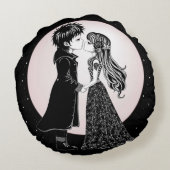 かわいいゴシックEmoキッズキスバレンタインデー ラウンドクッション (裏面)