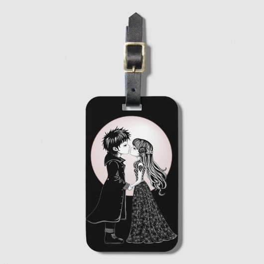 かわいいゴシックEmoキッズキスバレンタインデー ラゲッジタグ (正面縦)