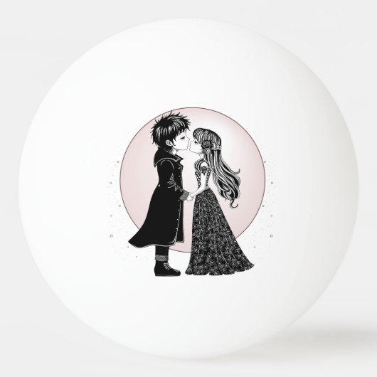 かわいいゴシックEmoキッズキスバレンタインデー 卓球ボール (裏面)