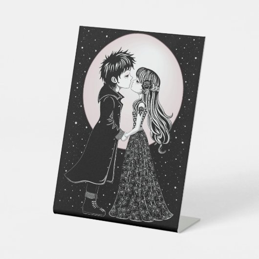 かわいいゴシックEmoキッズキスバレンタインデー 台座サイン (正面)