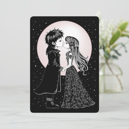 かわいいゴシックEmoキッズキスバレンタインデー 招待状 (スタンド正面)