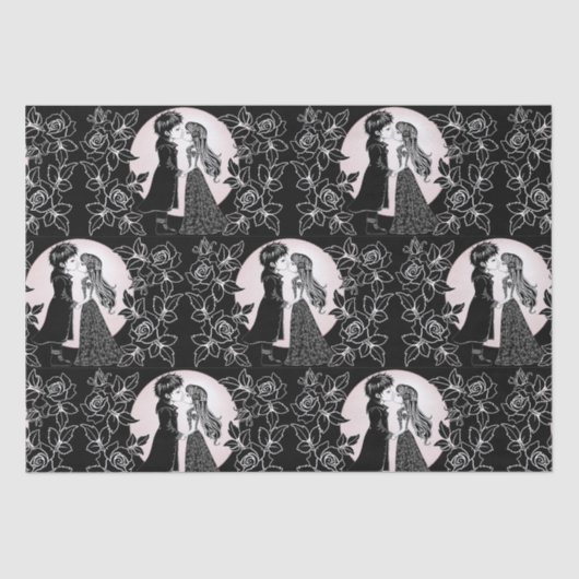 かわいいゴシックEmoキッズキスバレンタインデー 薄葉紙 (正面)