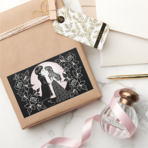 かわいいゴシックEmoキッズキスバレンタインデー 長方形シール