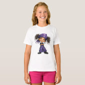 かわいいゴス娘の紫の服のキャラクターアート Tシャツ (正面フル)
