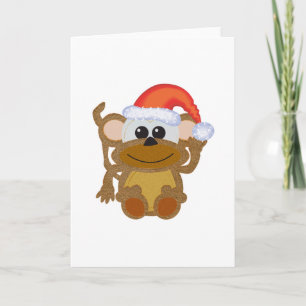 かわいいゴフキンスクリスマスの毛皮の猿のサンタ シーズンカード