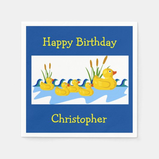 かわいいゴムダッキー（アヒルちゃん）アヒル動物少年ガール誕生日 スタンダードカクテルナプキン (正面)