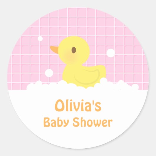 かわいいゴムダッキー(アヒルちゃん)ベビーシャワーパーティーデコール ラウンドシール (正面)