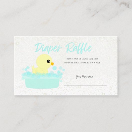かわいいゴムダッキー(アヒルちゃん)男の子おむつラッフルエンクロージャカー エンクロージャーカード (正面)