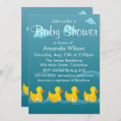 かわいいゴムダッキー ベビーシャワー 招待状 (正面/裏面)