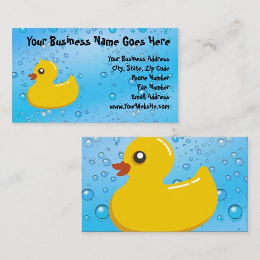 かわいいゴム製アヒルちゃんか青い泡 名刺 (正面/裏面)