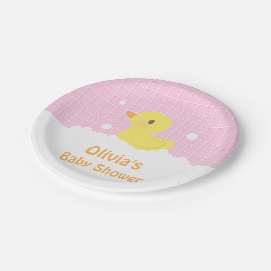 かわいいゴム製ダッキーのベビーシャワーのパーティーの供給 ペーパープレート (アングル)