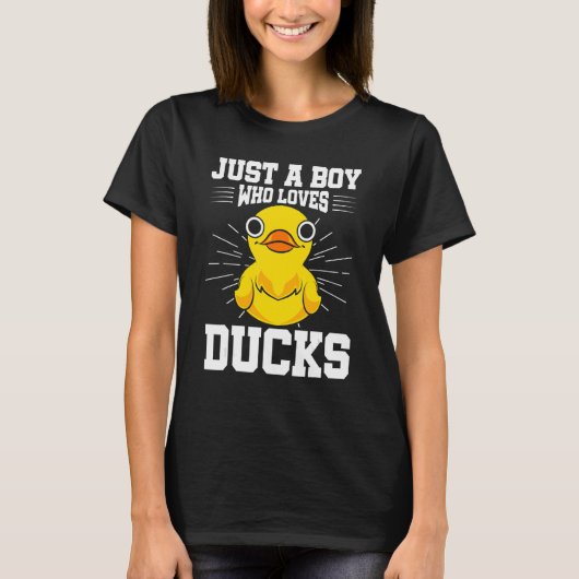 かわいいゴムDにアヒルが大好きな少年 Tシャツ (正面)