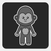 かわいいゴリラとかわいい スクエアシール (正面)