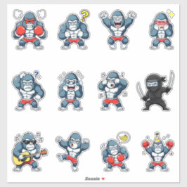 かわいいゴリラ絵文字ステッカーパック シール