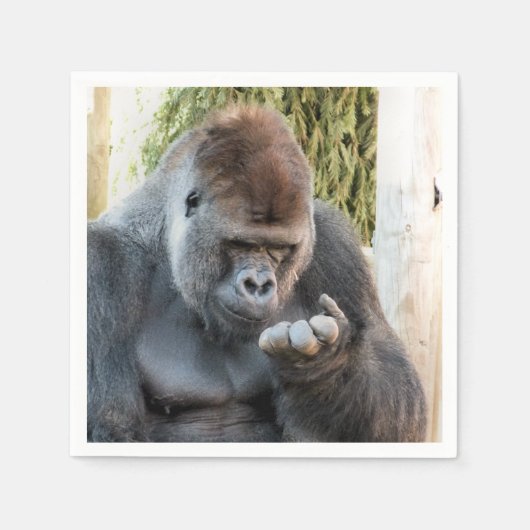 かわいいゴリラ スタンダードカクテルナプキン (正面)