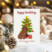 かわいいゴルデンドルドッグファミリークリスマス シーズンカード