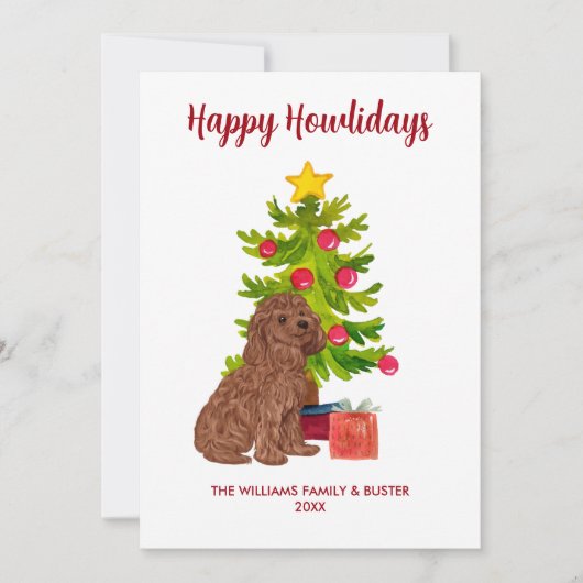かわいいゴルデンドルドッグファミリークリスマス シーズンカード (正面)