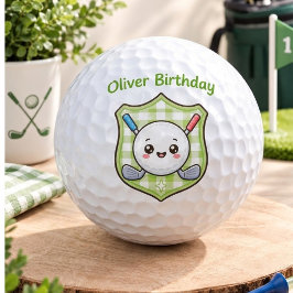 かわいいゴルフの誕生日 グリーンギンガム ゴルフボール