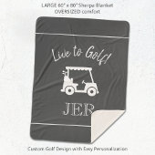 かわいいゴルファーのゴルフカートモノグラムのイニシャルグレー シェルパブランケット