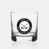 かわいいゴルファーのユーモアゴルフアイアンスポーツプロ白黒 ウイスキーグラス (正面)