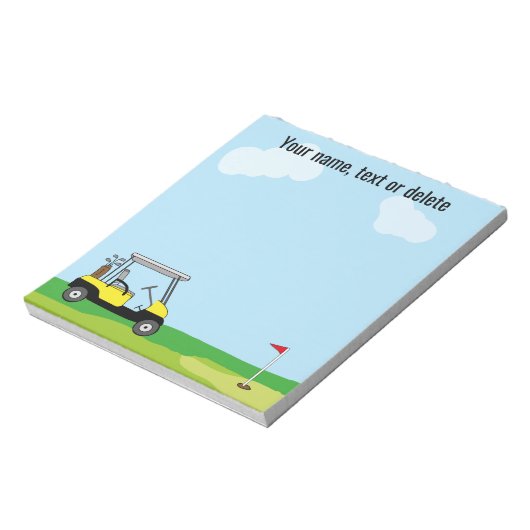 かわいいゴルフカートパーソナライズされた ノートパッド (回転)