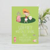 かわいいゴルフガールの誕生日パーティー 招待状 (スタンド正面)